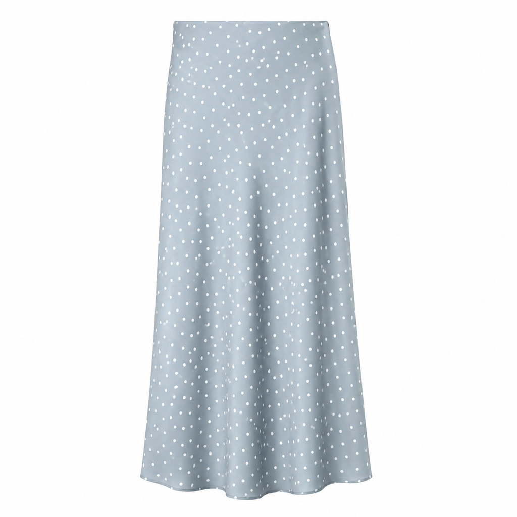 Polka Satin Midi Skirt
