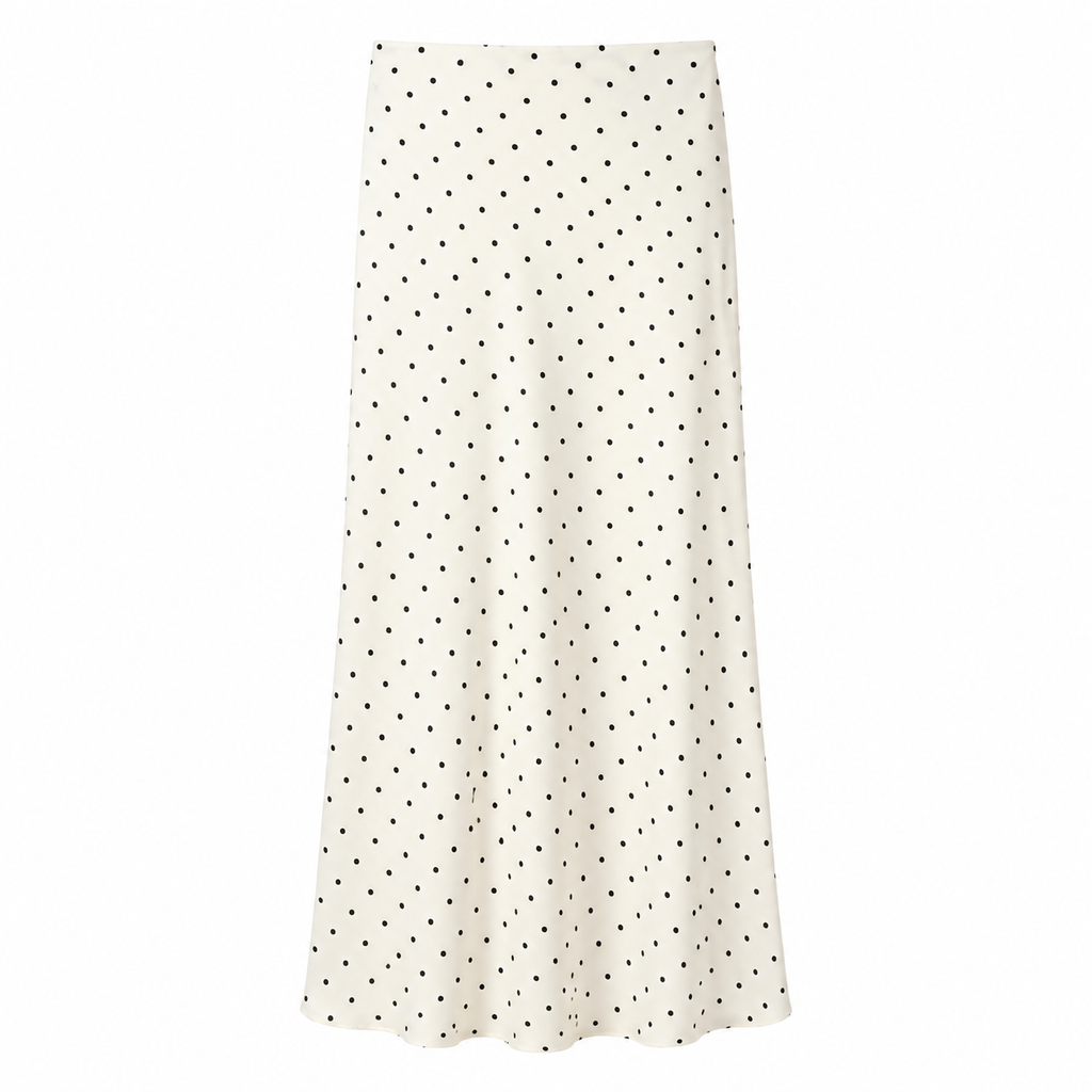 Polka Satin Midi Skirt