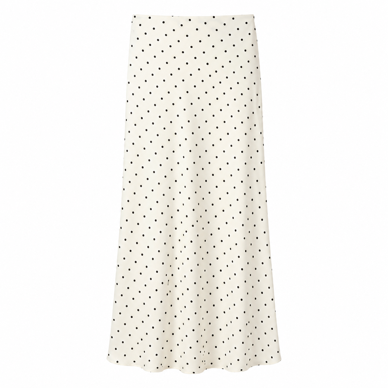 Polka Satin Midi Skirt