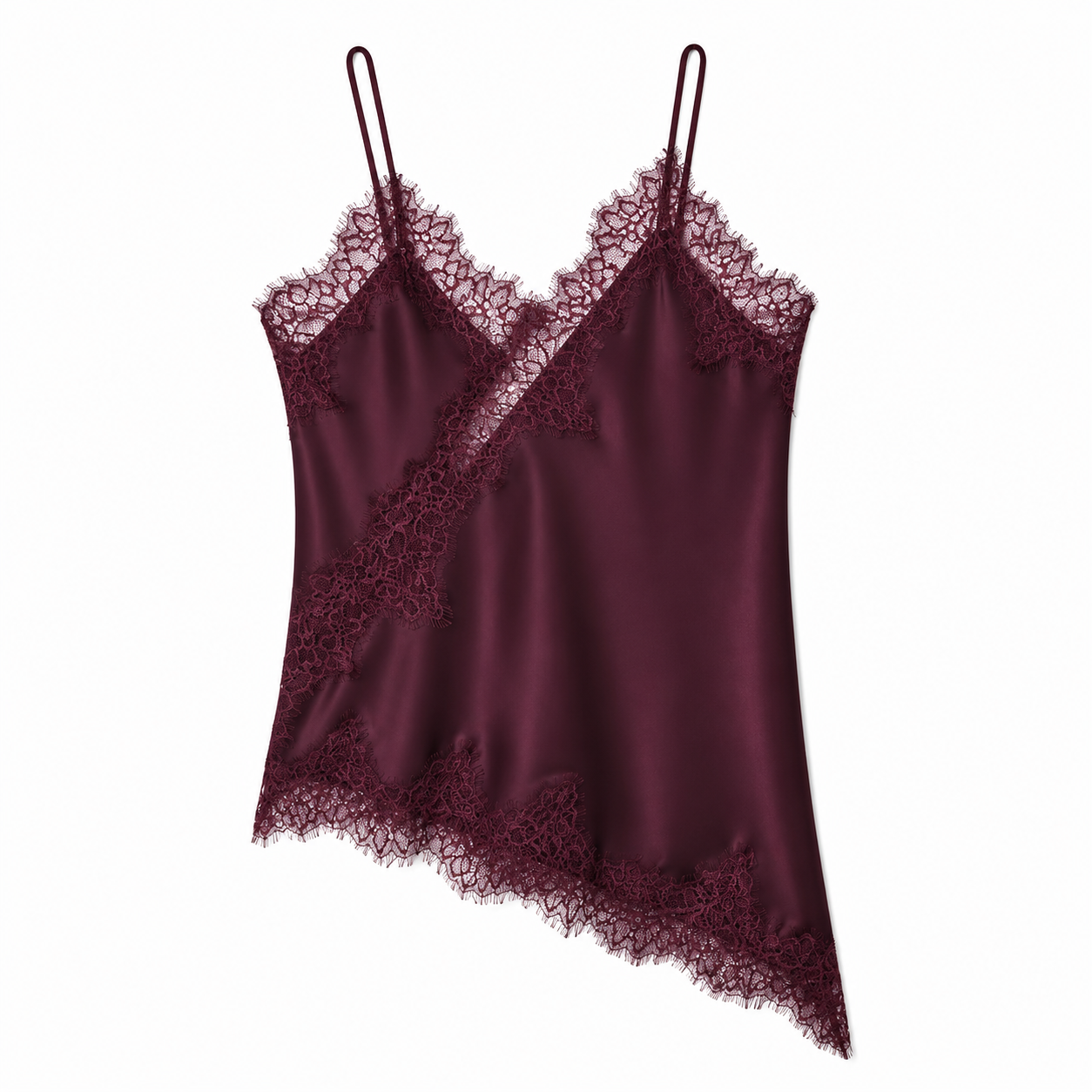 Mira Asymmetric Lace Slip Top